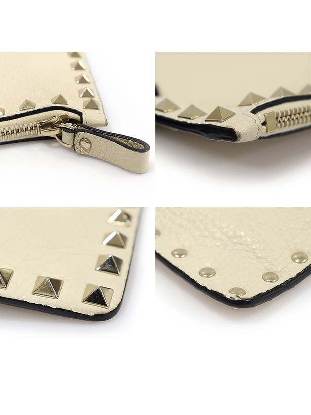 RW2P0269VSHI16 Ivory Stampa Alce Calfskin Gold Rockstud Pouch Clutch - VALENTINO - BALAAN 6