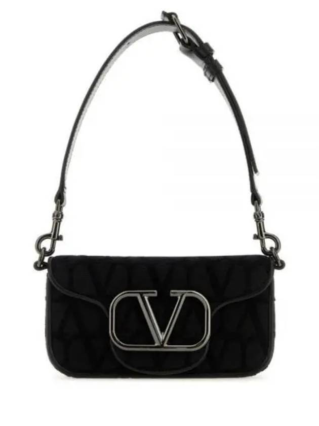 Toile Iconographe Fabric Leather Shoulder Bag Black - VALENTINO - BALAAN 2