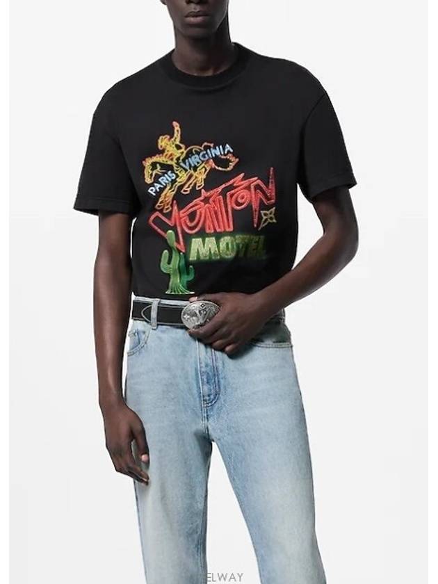 1AFXNH Graphic Embellished Cotton T Shirt - LOUIS VUITTON - BALAAN 3