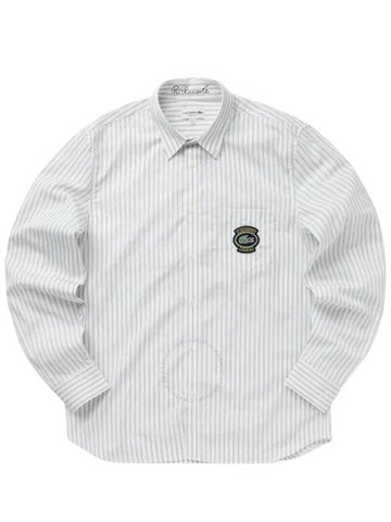 Lacoste Striped Cotton Poplin Long Sleeve Shirt Brand Size 38 Neck Size 15 - LACOSTE - BALAAN 1