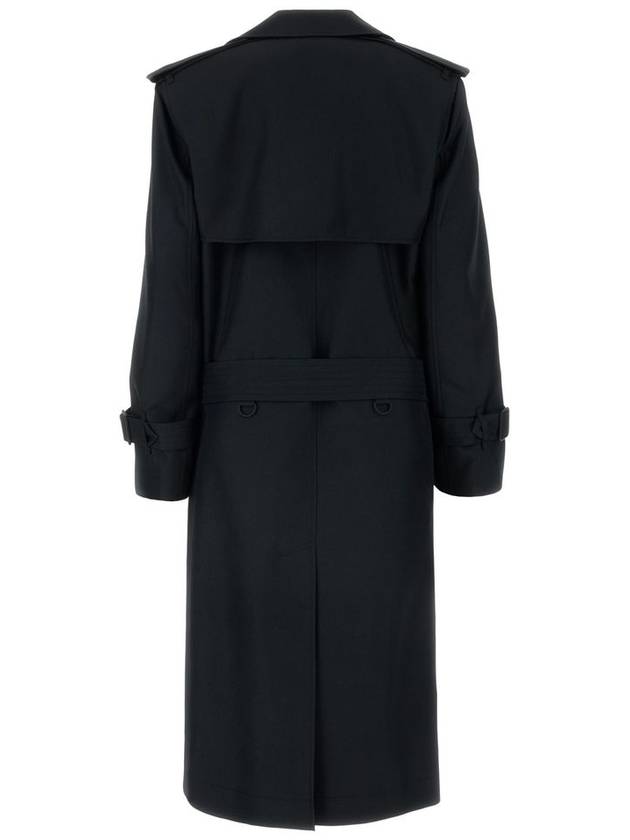 Belted Long Silk Blend Trench Coat Black - BURBERRY - BALAAN 3