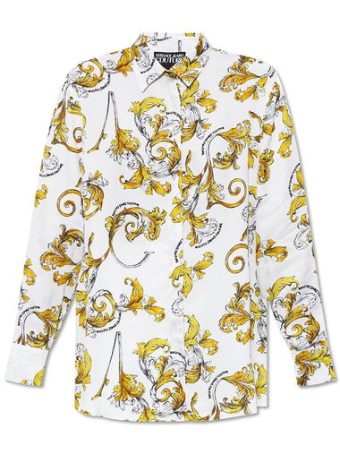 Versace Jeans Couture Shirt With Outline Barocco Print, Women's, White - VERSACE - BALAAN 1