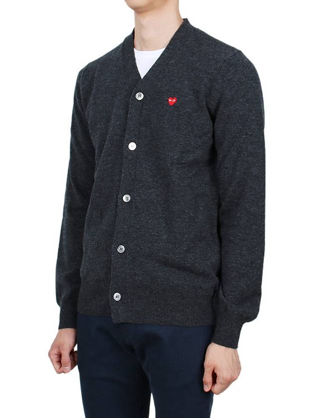 Mini Heart Wappen Wool Cardigan Dark Grey - COMME DES GARCONS - BALAAN 5