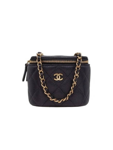 AP1340 Black Caviar Skin Vanity Gold Mini Chain Cross Bag - CHANEL - BALAAN 1