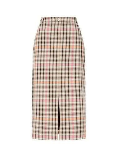 PS Women s Check Pattern Slit Skirt Beige 270779 - PAUL SMITH - BALAAN 1