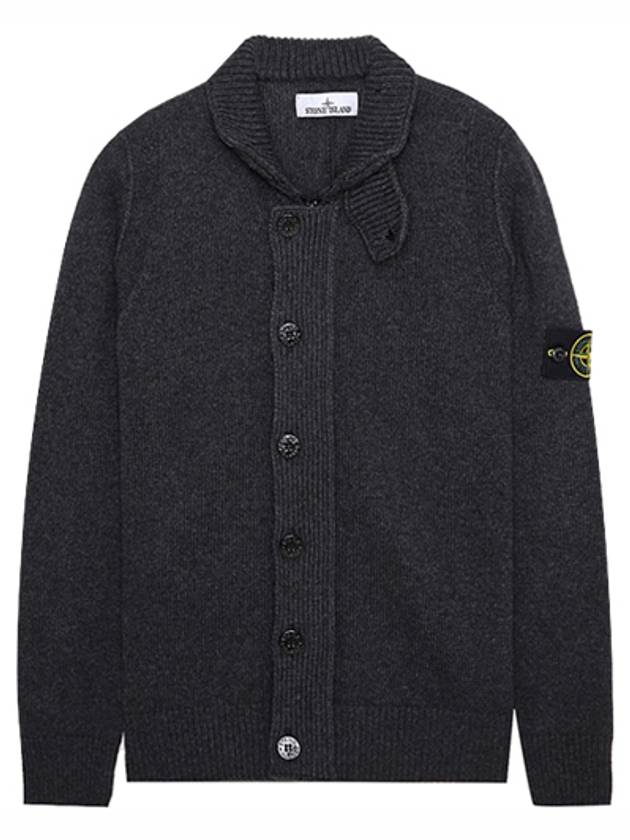 Lambswool Knit Cardigan Steel Grey - STONE ISLAND - BALAAN 2