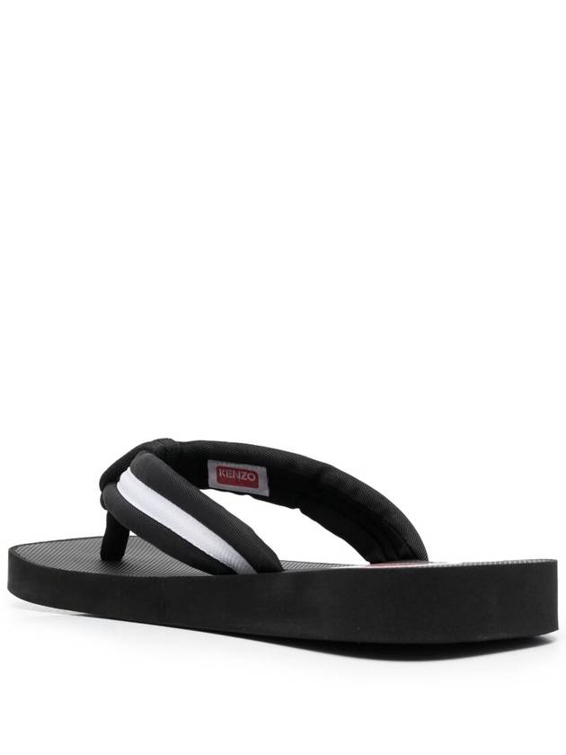 Men's Setta Logo Patch Nylon Flip Flops Black - KENZO - BALAAN 4