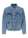 Jango Embroidered Logo Denim Jacket Blue - ISABEL MARANT - BALAAN 2