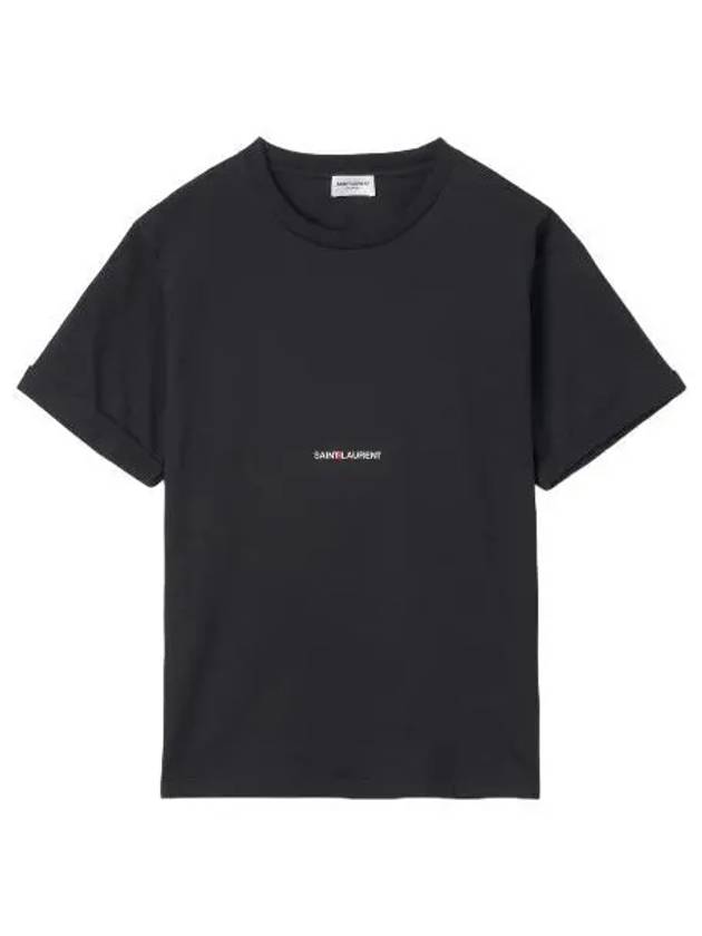 Rive Gauche Short Sleeve T Shirt Black Tee - SAINT LAURENT - BALAAN 1