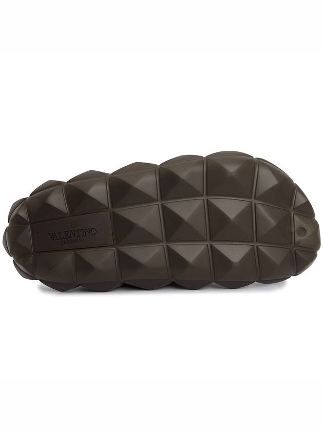 Roma Studded Turtle Rubber Clog Slippers Brown - VALENTINO - BALAAN.