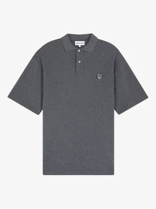 Bold Fox Head Patch Oversized Polo Shirt Grey - MAISON KITSUNE - BALAAN 2