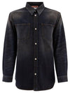 Oversized Denim Long Sleeve Shirt Dark Blue - ACNE STUDIOS - BALAAN 1