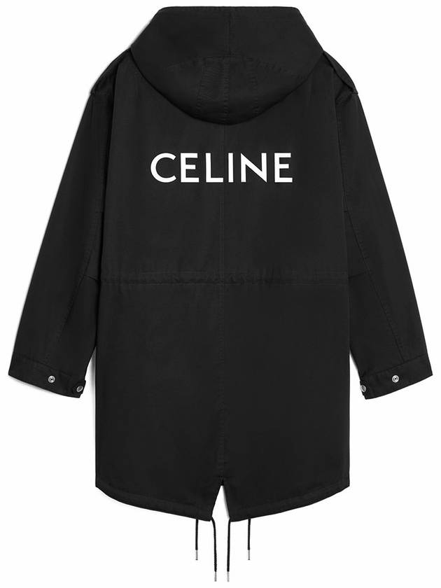 Technical Cotton Long Parka Black - CELINE - BALAAN 3