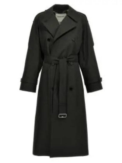 Long Gabardine Trench Coat Black - BURBERRY - BALAAN 2