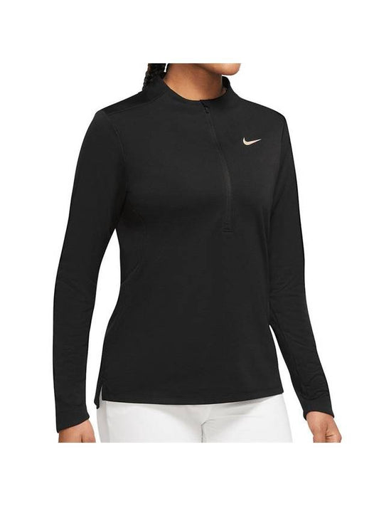 Women's Dri Fit UV Advantage Half Zip Long-Sleeve T-Shirt Black - NIKE - BALAAN 1