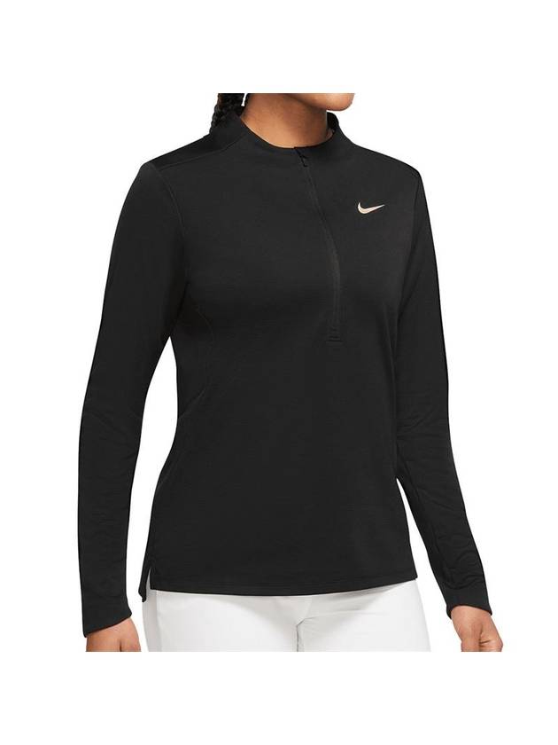 Women's Dri Fit UV Advantage Half Zip Long-Sleeve T-Shirt Black - NIKE - BALAAN 2