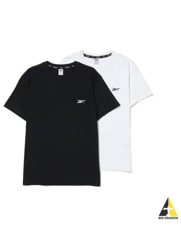 Muscle fit 2 pack small logo t shirt black white - REEBOK - BALAAN 1