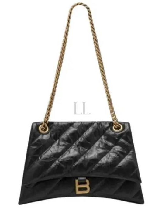 Quilted Crush Medium Chain Shoulder Bag Black - BALENCIAGA - BALAAN 2