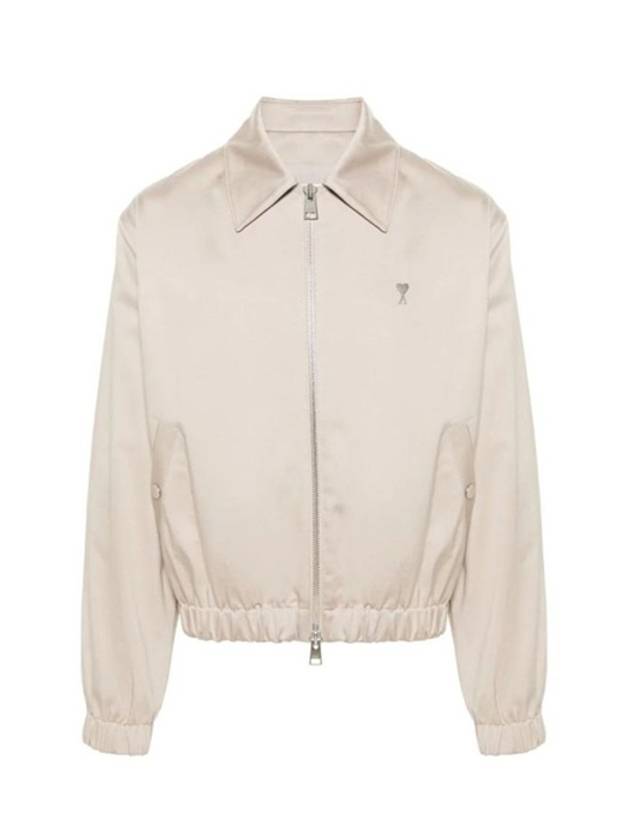 De Coeur Logo Zip-up Jacket Light Beige - AMI - BALAAN 3