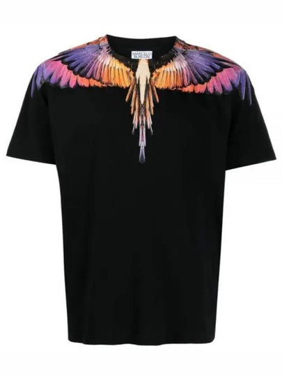 Icon Wings Regular Cotton Short Sleeve T-Shirt Black - MARCELO BURLON - BALAAN 2