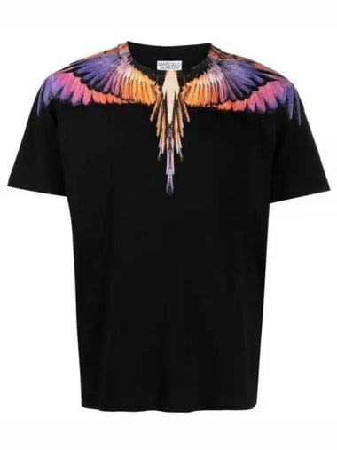 Icon Wings Regular Cotton Short Sleeve T-Shirt Black - MARCELO BURLON - BALAAN 1