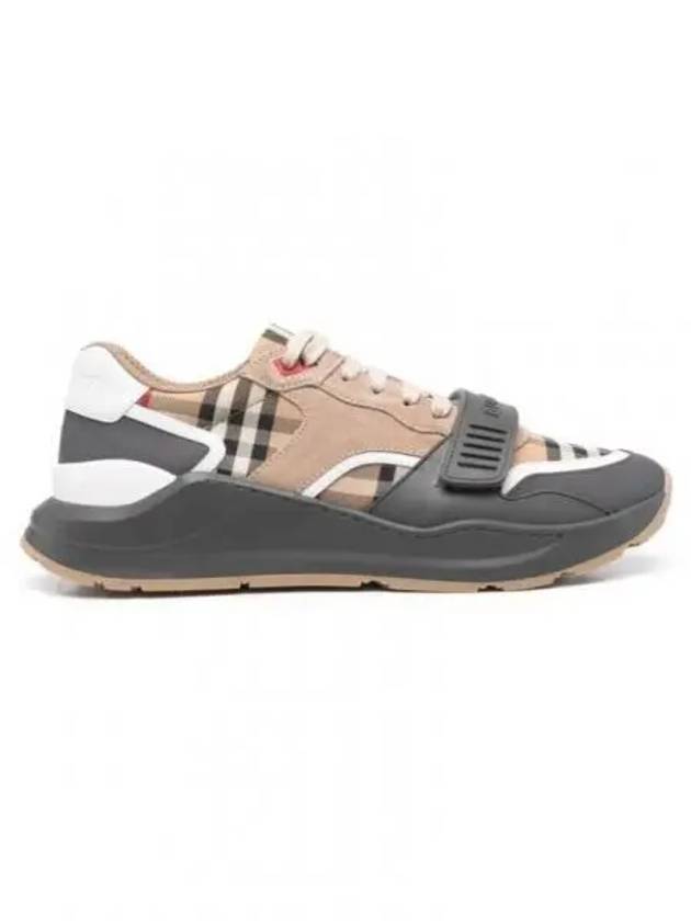 Ramsey Vintage Check Leather Suede Low Top Sneakers Beige - BURBERRY - BALAAN 2