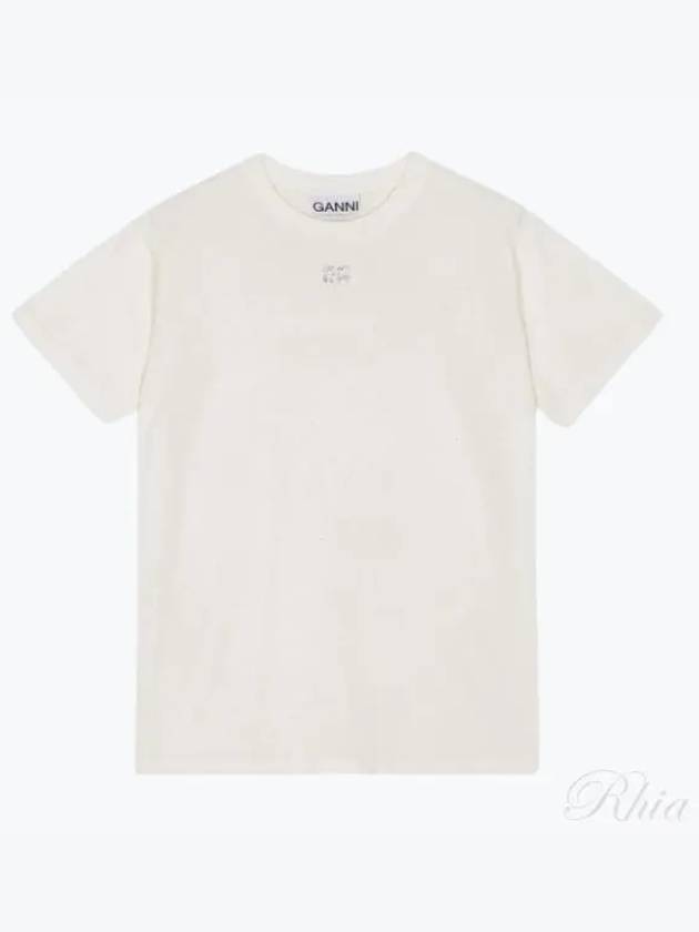 Logo Cotton Short Sleeve T-Shirt White - GANNI - BALAAN 2