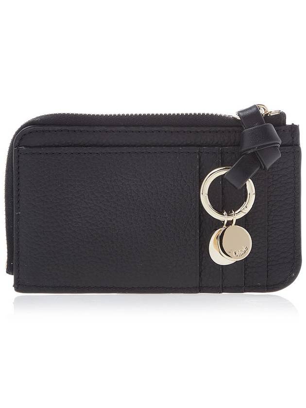 Alphabet Half Zip Leather Card Wallet Black - CHLOE - BALAAN 4