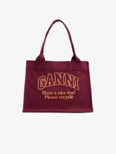 Easy Large Logo Tote Bag Burgundy - GANNI - BALAAN 2