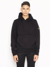 Wappen Patch Cotton Fleece Hoodie Black - STONE ISLAND - BALAAN 10