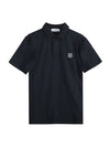 Logo Patch Short Sleeve Cotton Polo Shirt Navy - STONE ISLAND - BALAAN 1