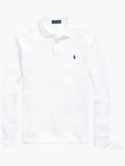 Embroidered Logo Slim Fit Polo Shirt White - POLO RALPH LAUREN - BALAAN 2