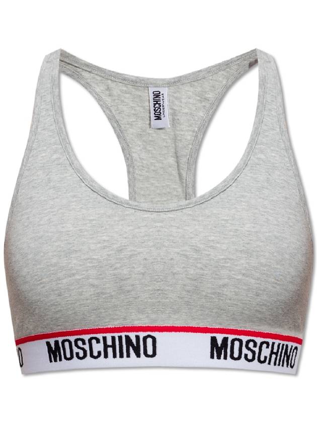 Moschino Cropped Top With Logo, Women's, Grey - MOSCHINO - BALAAN 1