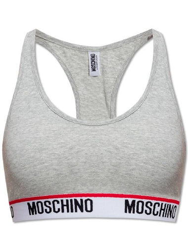 Moschino Cropped Top With Logo, Women's, Grey - MOSCHINO - BALAAN 1