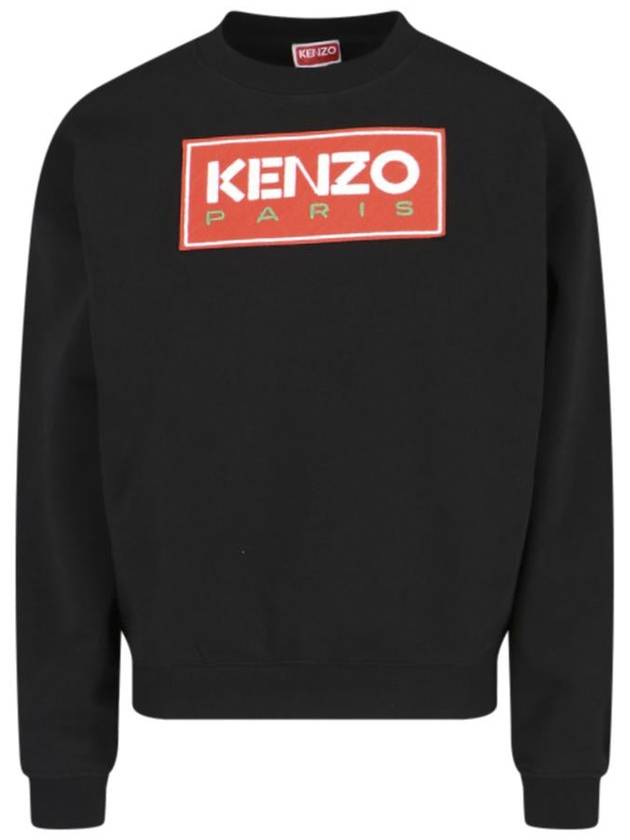 Women's Paris Logo Crew Neck Cotton Sweatshirt Black - KENZO - BALAAN 2