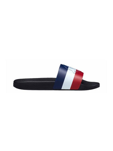 Basile Striped Rubber Slippers Black - MONCLER - BALAAN.