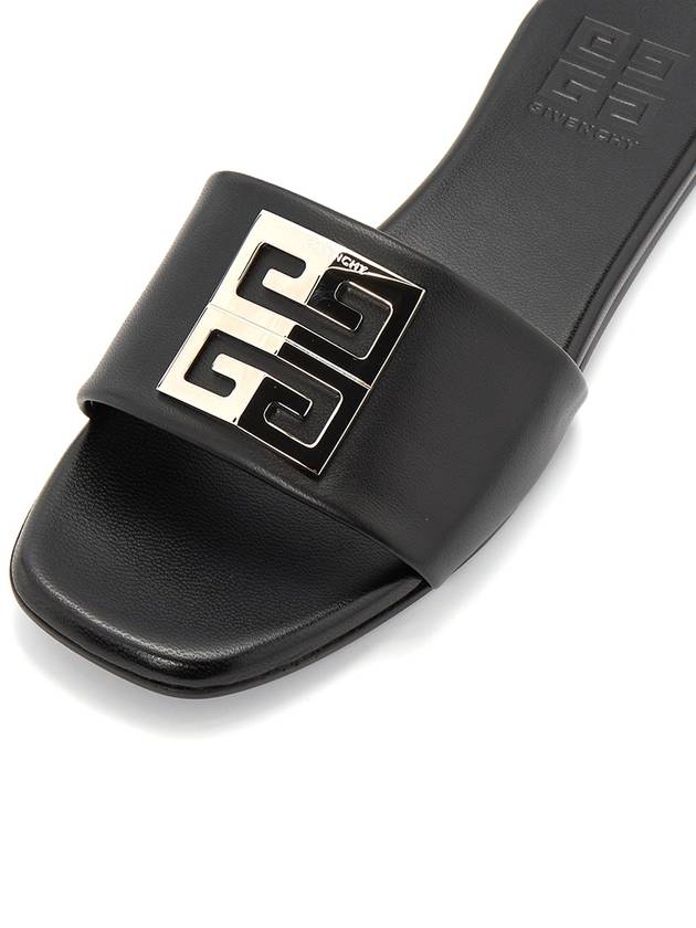 4G Silver Logo Leather Slippers Black - GIVENCHY - BALAAN.