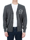 Embroidered Logo Wool Cardigan Dark Grey - MAISON MARGIELA - BALAAN 4