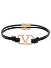 V Logo Signature Bracelet Black - VALENTINO - BALAAN 1