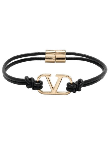 V Logo Signature Bracelet Black - VALENTINO - BALAAN 1