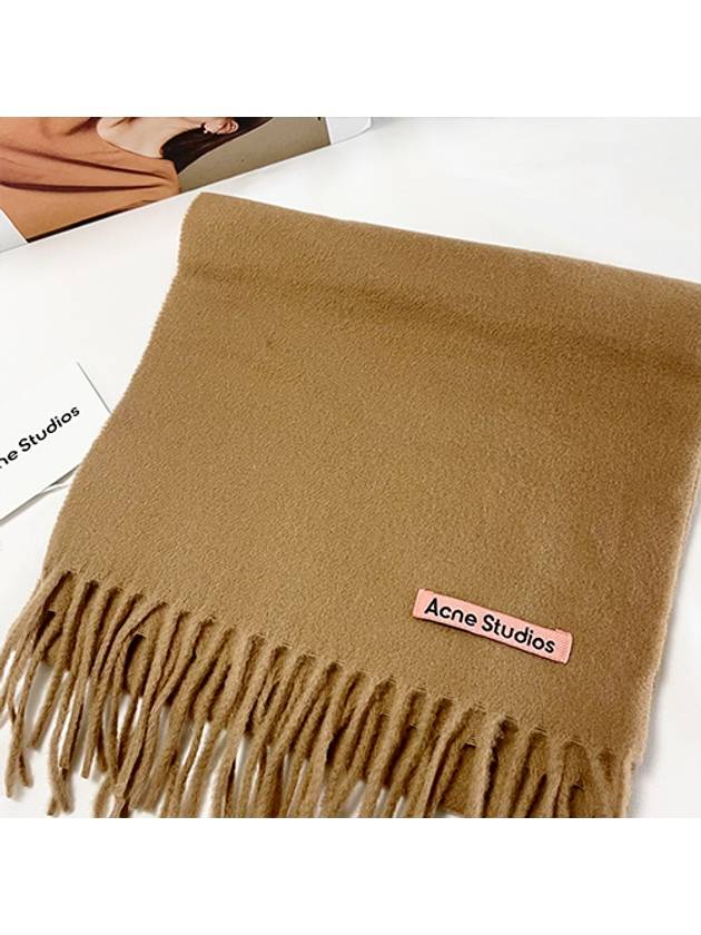 Wool Fringe Muffler Dark Camel - ACNE STUDIOS - BALAAN 7