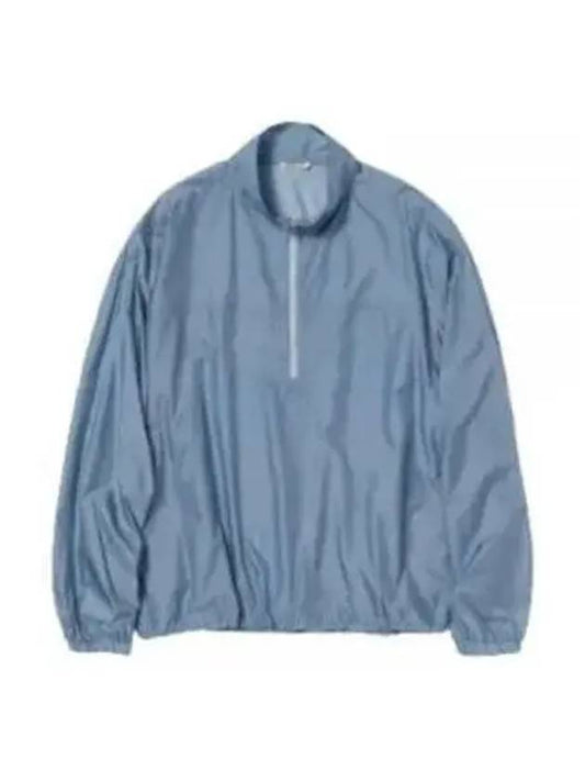 24 LIGHT NYLON HALF ZIP PO BLUE GRAY A24SB01DN - AURALEE - BALAAN 1