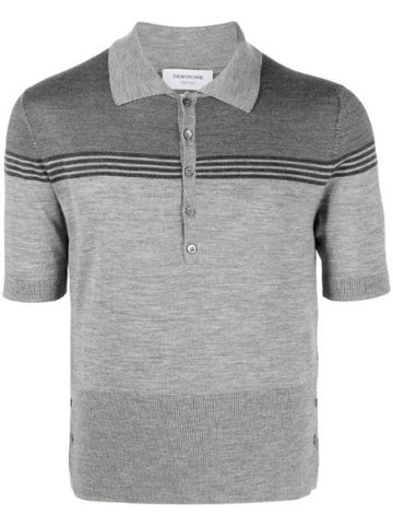 short sleeve panel polo shirt MKP086AY1014 - THOM BROWNE - BALAAN 1