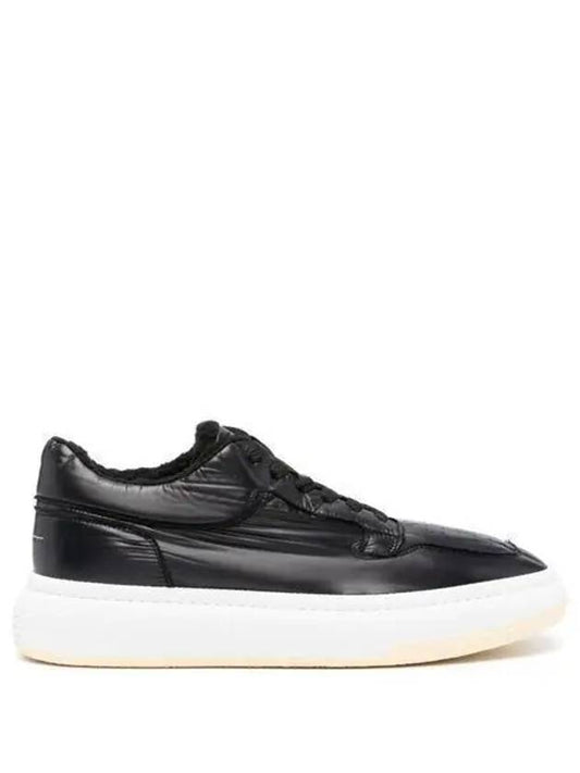 Shearling Lining Patent Leather Low Top Sneakers Black - MAISON MARGIELA - BALAAN 2