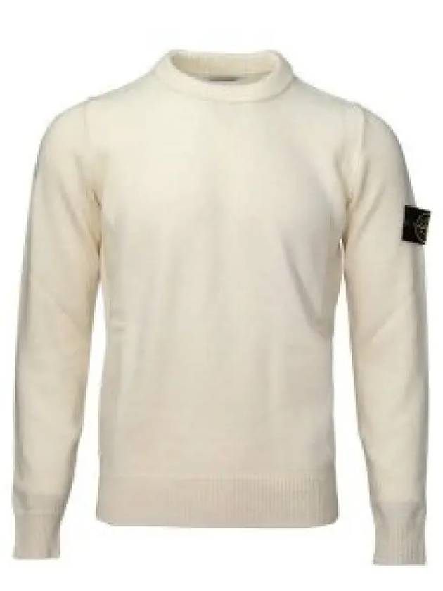 Wappen Patch Crew Neck Wool Knit Top White - STONE ISLAND - BALAAN 2