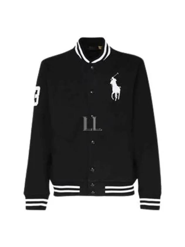 Embroidery Pony Logo Varsity Bomber Jacket Black - POLO RALPH LAUREN - BALAAN 2