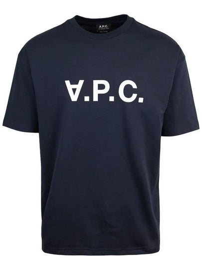 Logo Print Crew Neck Short Sleeve T-Shirt Navy - A.P.C. - BALAAN 2