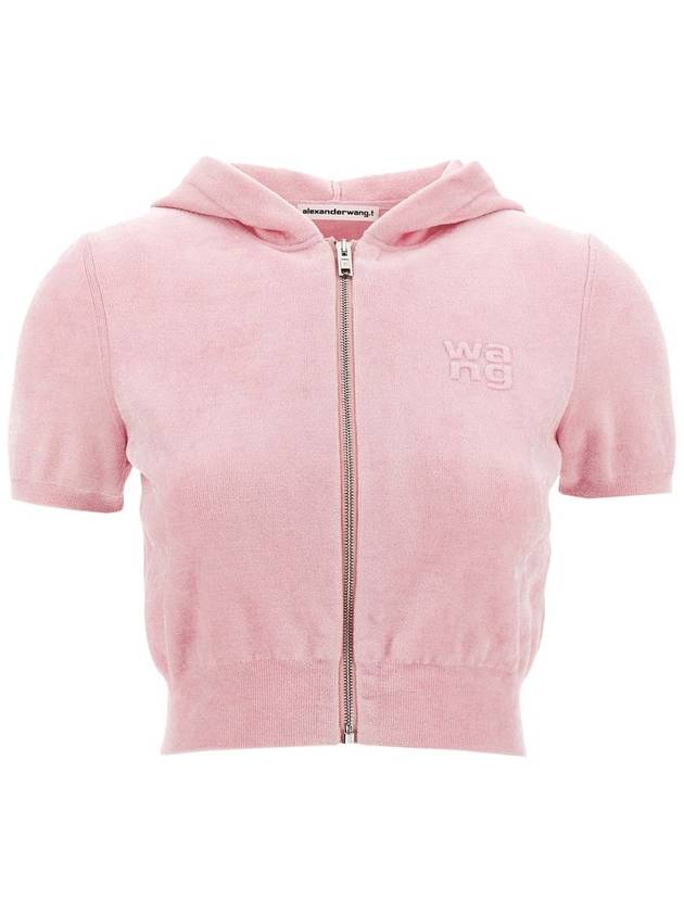 T By Alexander Wang Logo Chenille Cropped Hoodie - ALEXANDER WANG - BALAAN 1