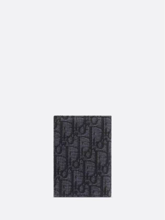 Bi-Fold Card Holder Black  Oblique Jacquard - DIOR - BALAAN 3