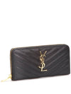 Matelasse Monogram Zipper Around Long Wallet Black - SAINT LAURENT - BALAAN 4